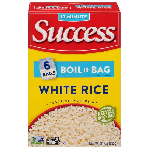 SUCCESS Arroz para hervir en bolsa, Arroz blanco, Comidas de arroz rápidas y fáciles, Caja de 21 onzas
