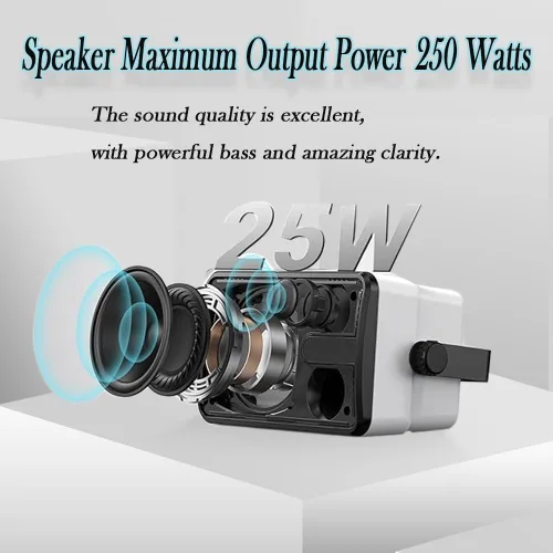 Miniatura 3 de YVU Altavoz Bluetooth para exteriores de 250 W, sincronización inalámbrica de hasta 100 altavoces, sistema de sonido para interiores y exteriores