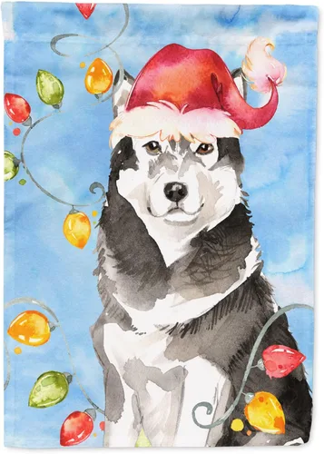 Miniatura 14 de Caroline's Treasures CK2484GF - Bandera decorativa para jardín de Alaskan Malamute con luces de Navidad, bandera decorativa para patio exterior