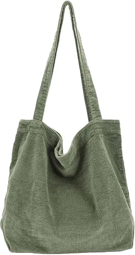 ALUWU Bolso de mano de pana para mujeres y niñas, bolso de hombro de lona lindo bolso grande
