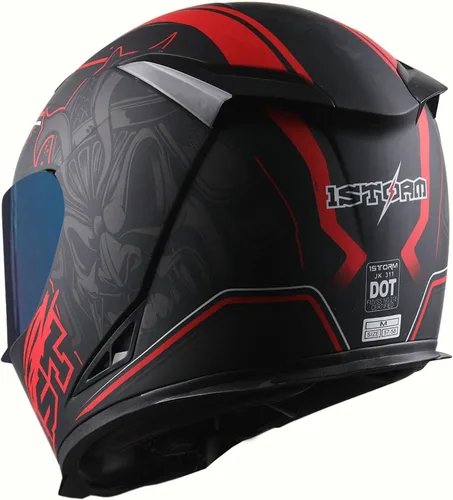 Miniatura 4 de Casco integral para motocicleta 1Storm con diseño de cráneo rey en mate negro + una visera transparente extra: HJK311