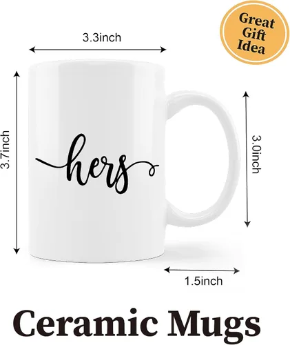Miniatura 5 de Kunlisa Juego de tazas de café para él y ella, regalo de compromiso de boda para parejas, recién casados, esposo y esposa, tazas a juego para negro
