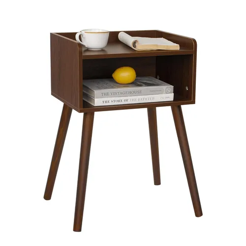 Miniatura 15 de MaxSmeo - Conjunto de 2 mesitas de noche, mesa auxiliar de estilo moderno de mediados de siglo para dormitorio con almacenamiento, pequeño juego