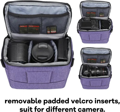 Miniatura 2 de G-raphy Funda compacta y ligera para cámara Nikon Canon, Sony, DSLR, SLR, sin espejo, con correas de extracción, para hombres y mujeres (morado)