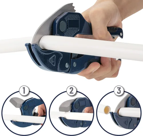 Miniatura 4 de Bates - Cortador de tubería de PVC, corta hasta 1-1/4", herramienta de corte de tubería de PVC de trinquete azul marino, cortadores de tubos de PVC