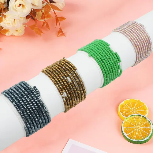 Miniatura 28 de 4 cuentas de cintura africana hechas a mano de 50 pulgadas para mujer, no elásticas (corbata)