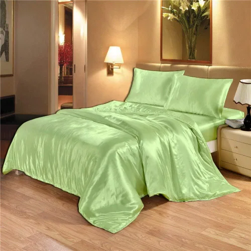 Royal Home Collection Juego de ropa de cama sedosa de 4 piezas, 600 hilos, juego de sábanas de satén sedoso para caravana, tamaño Queen corto, se