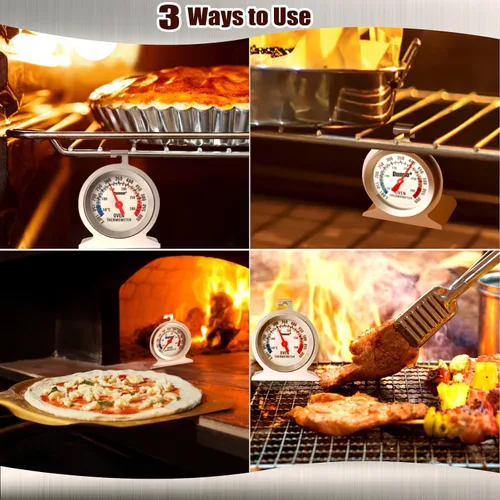 Miniatura 5 de Paquete de 2 termómetros de horno para horno de gas/eléctrico, medidor de temperatura de ahumador de 122.0-572.0 °F/100-600°F con acero inoxidable