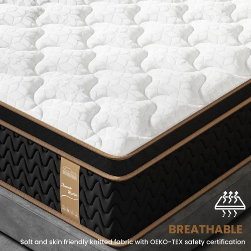 Miniatura 8 de Queen Mattress 14 Inch, Cooling Hybrid Bed in a Box, Individual Pocket Springs, Motion Isolation, Targeted Hip/Shoulder/Lumbar Support