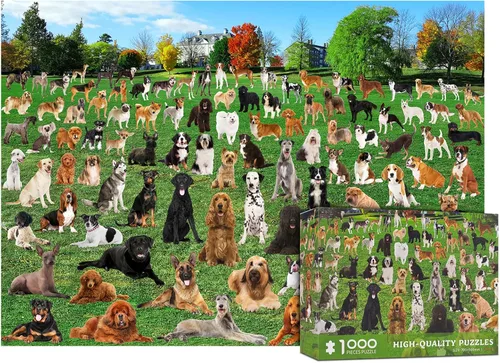 Miniatura 7 de Rompecabezas de 1000 piezas para adultos, 101 cachorros de césped, rompecabezas para adultos, 1000 piezas, rompecabezas de parque de perros
