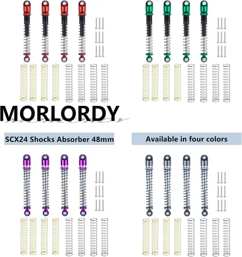 Miniatura 6 de MORLORDY Aleación de aluminio 4 piezas RC Shock 1.890 in amortiguadores ajustables amortiguadores para choques SCX24 1.890 in actualizaciones 1/24