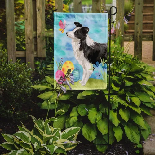 Miniatura 2 de Caroline's Treasures BB9618GF Bandera de jardín de Pascua Border Collie, bandera decorativa para patio exterior, obras de arte de patio, macizos