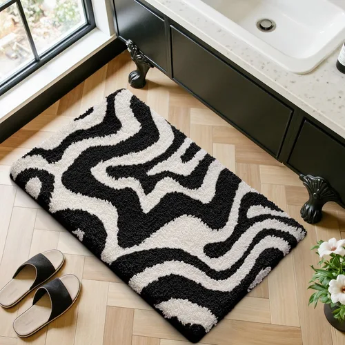 Miniatura 3 de LUMI Alfombra de baño antideslizante estética moderna, ultra suave, absorbente, lavable, de secado rápido, alfombras de piso de alta calidad