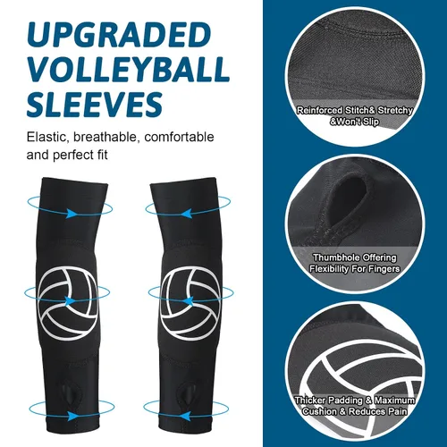Miniatura 4 de Hungdao 1 juego de rodilleras de voleibol y manga para brazos, accesorios de voleibol, funda para antebrazo, codo, muñequera con almohadilla