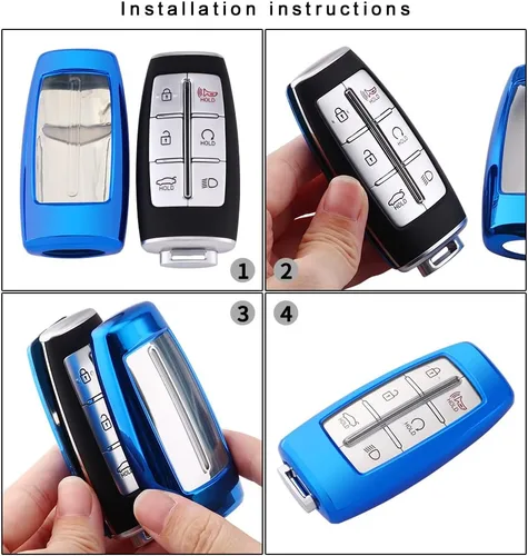 Miniatura 5 de Horande Funda Protectora de TPU Blanda para Llavero Compatible con Hyundai Genesis G70 GV70 G80 G90 GV70 GV80 GV90 Llavero Inteligente de Entrada
