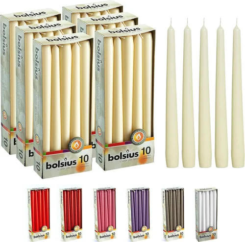 Miniatura 12 de BOLSIUS 20 velas cónicas blancas sin perfume de 10 pulgadas, 8 horas de tiempo de combustión, calidad europea premium, sin humo, sin goteo, Blanco