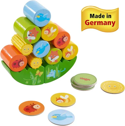 Miniatura 5 de HABA - Juego de apilamiento Fox, juguete de madera para más de 2 años, juego de habilidades motoras con prado tambaleante y 10 piedras apilables