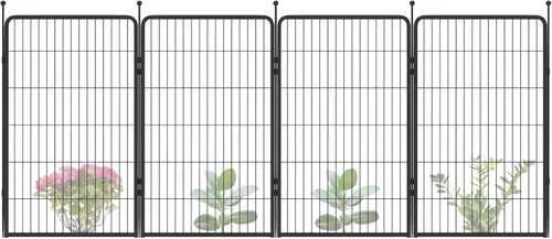 Miniatura 19 de FXW - Valla de jardín metálica y resistente para exteriores, barrera para perros y conejos, fácil instalación, negro, 32 pulgadas de alto x 4.5 pies