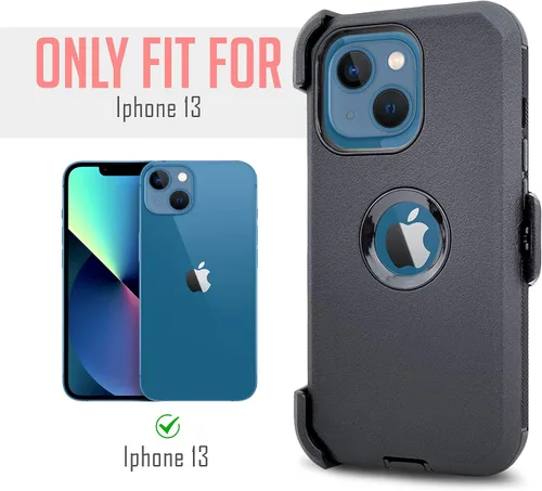 Miniatura 2 de Funda diseñada para iPhone 13 (6.1 pulgadas), protección contra caídas de cuerpo completo, clip para cinturón, funda resistente con protector