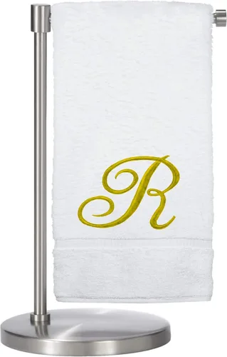 Miniatura 83 de Script R - Toalla de baño con monograma, regalo personalizado, 27 x 54 pulgadas, juego de 1 toalla bordada con texto dorado, 100% algodón turco