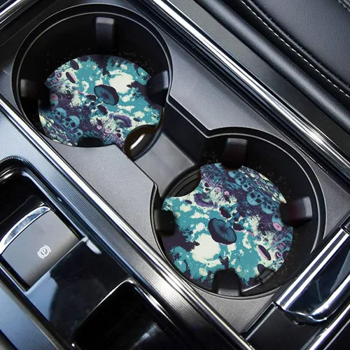 Miniatura 20 de WOCOCN Posavasos para automóvil, portavasos para automóvil, 2.75 pulgadas, antideslizantes y absorbentes, bonitos accesorios interiores para Negro