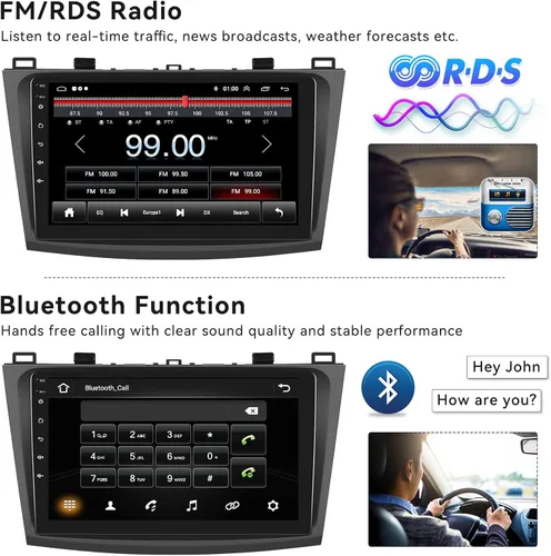 Miniatura 5 de Radio estéreo de coche para Mazda 3 2009 2010 2011 2012 2013, Android 15 2G+64G Carplay inalámbrico Android Auto, 9 pulgadas pantalla táctil coche
