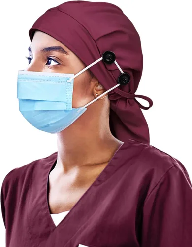 Miniatura 22 de Gorro de trabajo forrado de satén con botón para mujeres de cabello largo