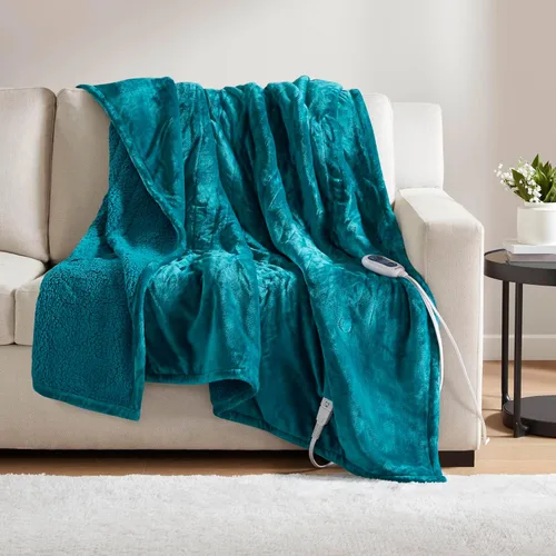 Miniatura 41 de Beautyrest Manta térmica, manta eléctrica, suave, cálida y reversible, manta térmica Sherpa para oficina, sofá, 3 ajustes de calor, apagado