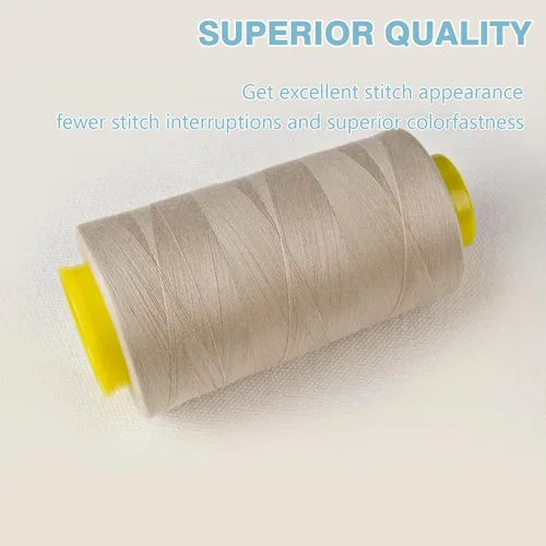 Miniatura 3 de Hilo Serger Beige, Hilo Multiusos para Coser, Poliéster, 4 Conos de 3000 Yardas Cada Carrete para Máquina de Coser 4 Beige