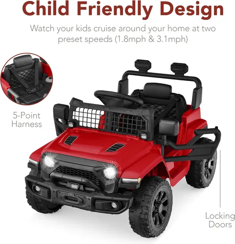 Miniatura 5 de Productos de la mejor elección, vehículo de juguete de paseo de 6 V para niños, mini camioneta, auto eléctrico de juego con control remoto para Rojo