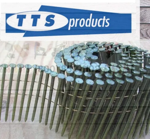 TTS Products Encuadre de bobina de alambre de 15 grados y clavo de paleta de 2 pulgadas x vástago de tornillo .099 9,000/caja
