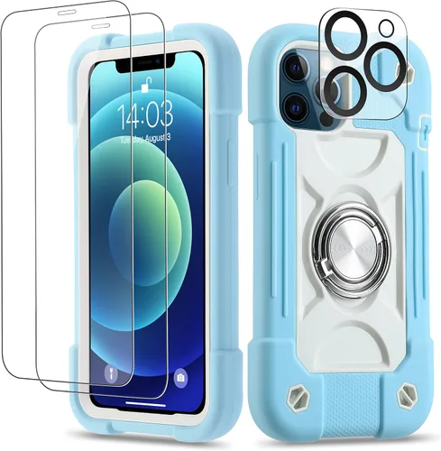 Miniatura 102 de Funda para iPhone 11 de 6.1 pulgadas con soporte de anillo, con 2 protectores de pantalla de vidrio, resistente a los golpes, resistente a