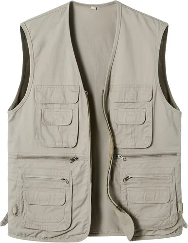 Miniatura 2 de Chaleco de pesca para hombre con múltiples bolsillos, sin mangas, chaleco de caza, safari, viajes, al aire libre, chaleco casual