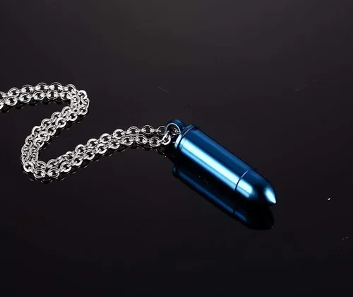 Miniatura 3 de Collar con colgante de urna de bala pulida de acero inoxidable, joyería de cremación de recuerdo de cenizas conmemorativas, Acero inoxidable, No es