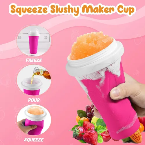 Miniatura 4 de Paquete de 2 vasos para granizados, vasos para hacer granizados, vasos mágicos de congelación rápida para helado, jugo, leche, yogur, taza Azul+Rosa