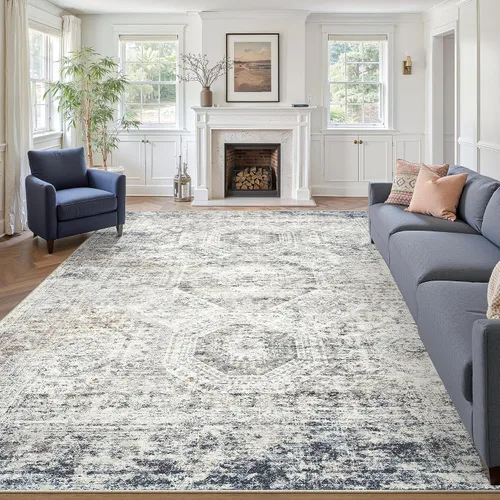 Miniatura 113 de Alfombra de pasillo Soalmost 2'6" x 10' lavable, alfombra antideslizante para cocina, baño, lavandería, alfombras vintage ultra delgadas para Beige