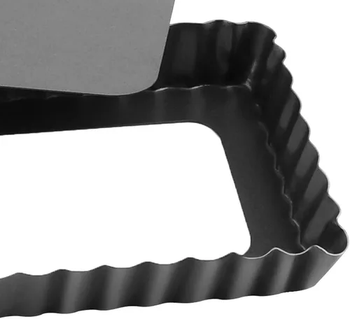 Miniatura 6 de Sartén rectangular antiadherente de 14 pulgadas para quiche con parte inferior extraíble para tartas, quiche para hornear, quiche, pasteles