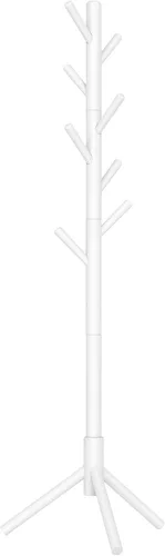 VASAGLE Perchero de Madera Maciza Independiente, Perchero Independiente en Forma de Árbol con 8 Ganchos, 3 Opciones de Altura, para Ropa, Sombreros,