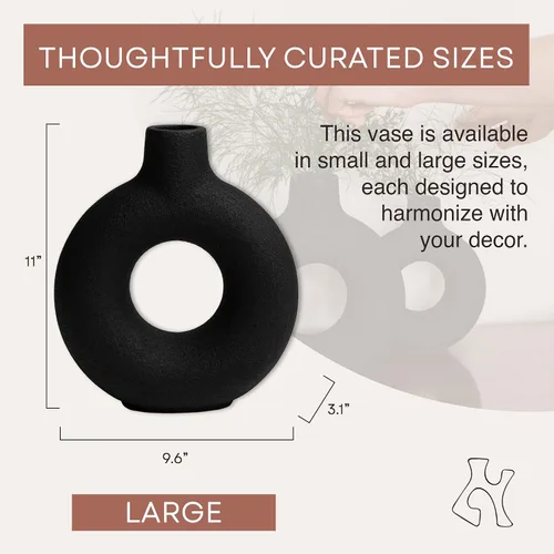 Miniatura 5 de Oona - Jarrón decorativo moderno para anillos, grande, negro