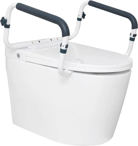 Miniatura 10 de VEVOR Barandilla de seguridad para inodoro, marco de asiento de inodoro plegable, ajustable y desmontable para la mayoría de los inodoros, capacidad