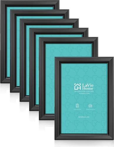 Miniatura 21 de LaVie Home - Marco de fotos (6 unidades), diseño simple con cristal de alta definición, para montaje en pared y en mesa, colección clásica, Dorado