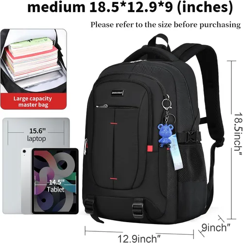 Miniatura 3 de Mochila ligera de camuflaje negro, compartimento para portátil de 15-17 pulgadas, para escuela, universidad, viajes, Casual