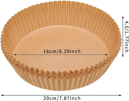 Miniatura 2 de AAFEEN 100 forros para freidora de aire de 6.3 pulgadas Forro de papel desechable resistente a altas temperaturas Hojas de papel antiadherente a