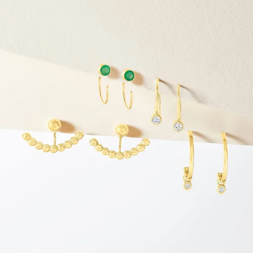 Miniatura 3 de RS Pure by Ross-Simons - Aretes de aro en C esmeralda de 0.50 quilates en oro amarillo de 14 quilates, Gema, esmeralda