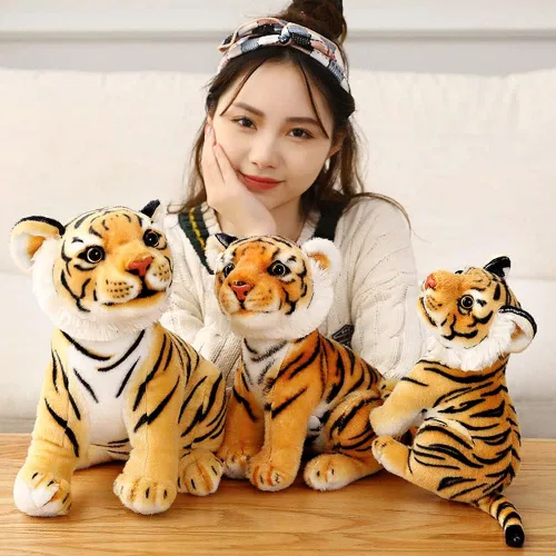 Miniatura 6 de Berry President Juguetes de peluche de tigre, juguetes de peluche de tigre sentado, peluche realista para niños y niñas (amarillo, 9.4 pulgadas)