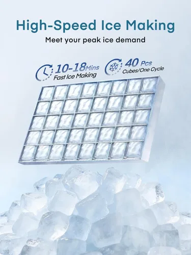 Miniatura 3 de Máquina comercial para hacer hielo, 100 libras/24 horas, máquina de hielo independiente y debajo del mostrador con 2 entradas de agua, 40
