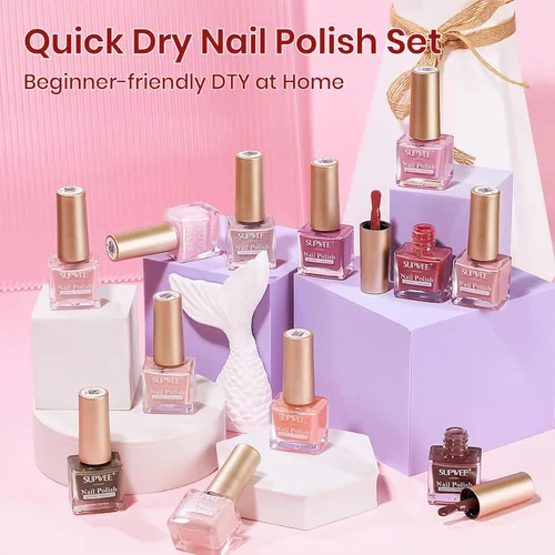Miniatura 7 de Juego de esmaltes de uñas de 12 colores, secado rápido, esmalte de uñas natural natural rosa nude sin gel, esmalte de uñas de secado rápido