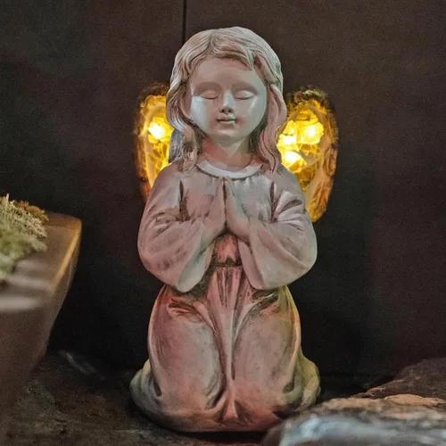 Miniatura 10 de Estatua de ángel solar Rezpuao - Escultura de jardín con decoración de resina para patio, césped, porche - Regalo de inauguración de casa, 10.03
