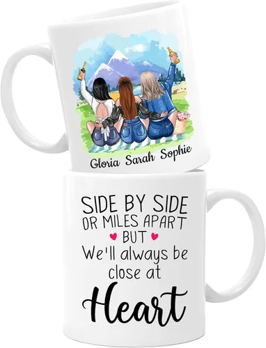 Miniatura 9 de Taza de café blanca de 2 mejores amigos, 11 onzas, 15 onzas, taza de amistad personalizada para mujeres, mejor amiga, mejor amiga, hermana, hermana