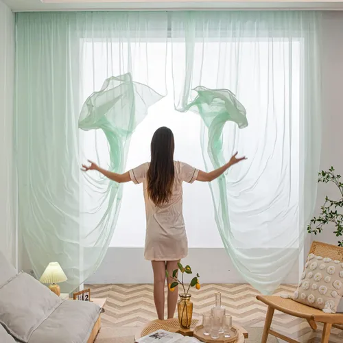 Miniatura 10 de Cortinas traslúcidas blancas para ventana de 84 pulgadas de largo, 2 paneles de cortinas traslúcidas de gasa filtrantes de luz, tratamiento